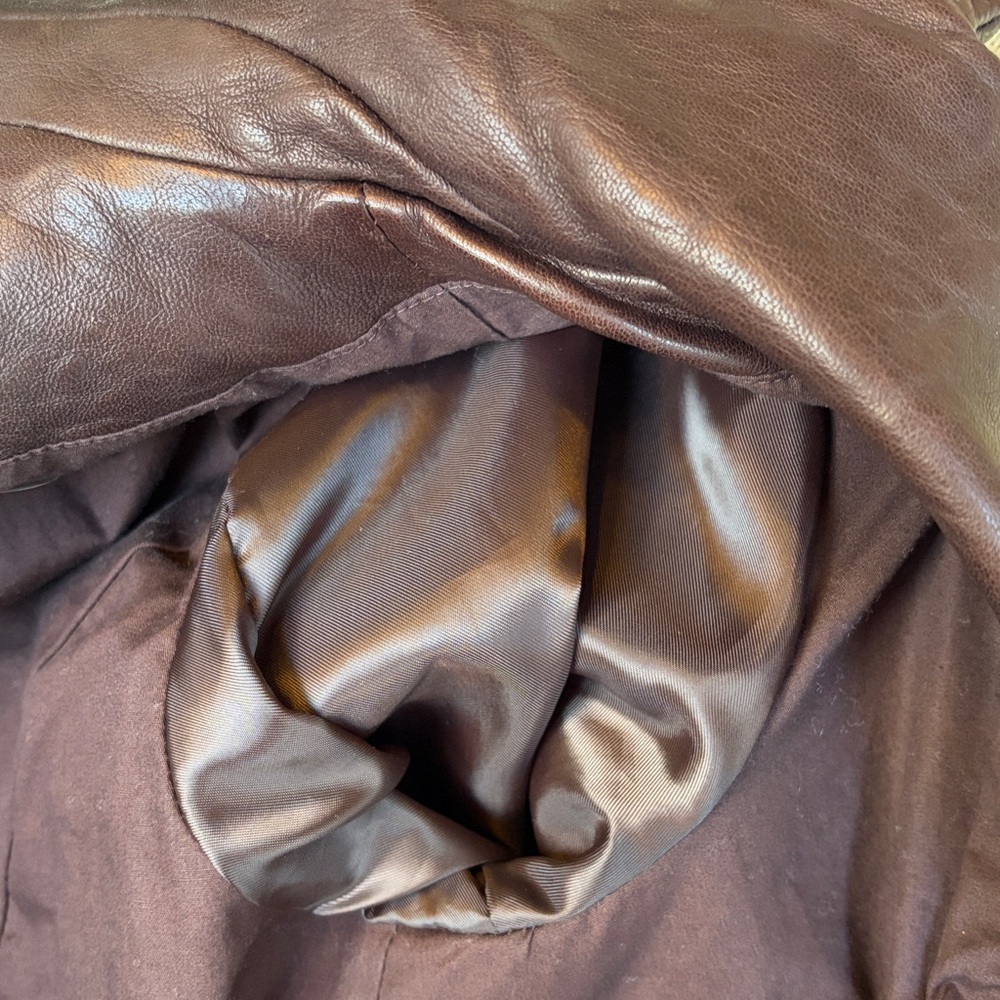 Butter-soft lamb skin chocolate brown Antonio Melani leather jacket, S - Picture 12 of 13